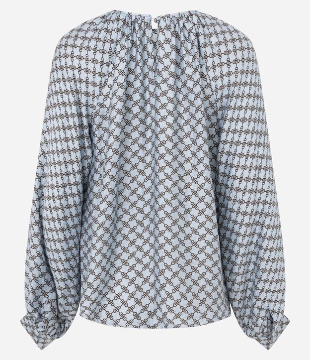 Blusa em Viscose com Franzido no Decote e Estampa Geométrica 7