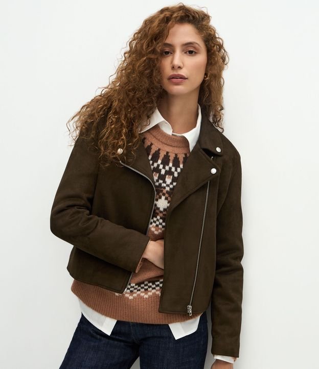 Campera en Gamuza con Cremallera Asimétrica 1