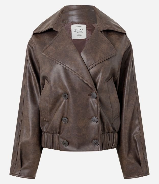 Campera en PU con Cuello Blazer y Abotonado Traspasado 6