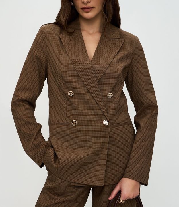 Blazer Sastre con Estampado Mini de Cuadros y Forro Interno 4