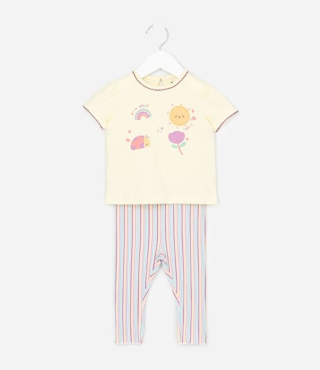 Conjunto Infantil en Cotton Estampado Ícones Fofinhos - Talle 0 a 24 Meses