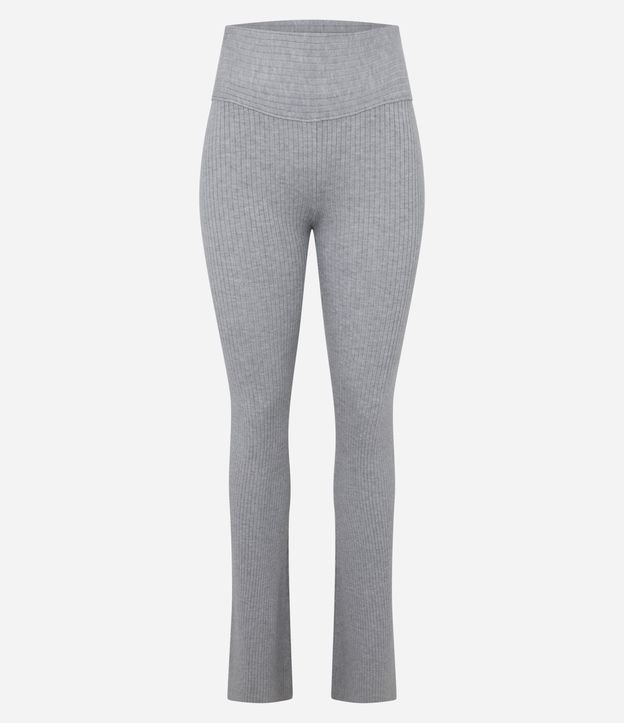 Pantalón Femenino Flare en Tricot Acanalado de Cintura Alta 4