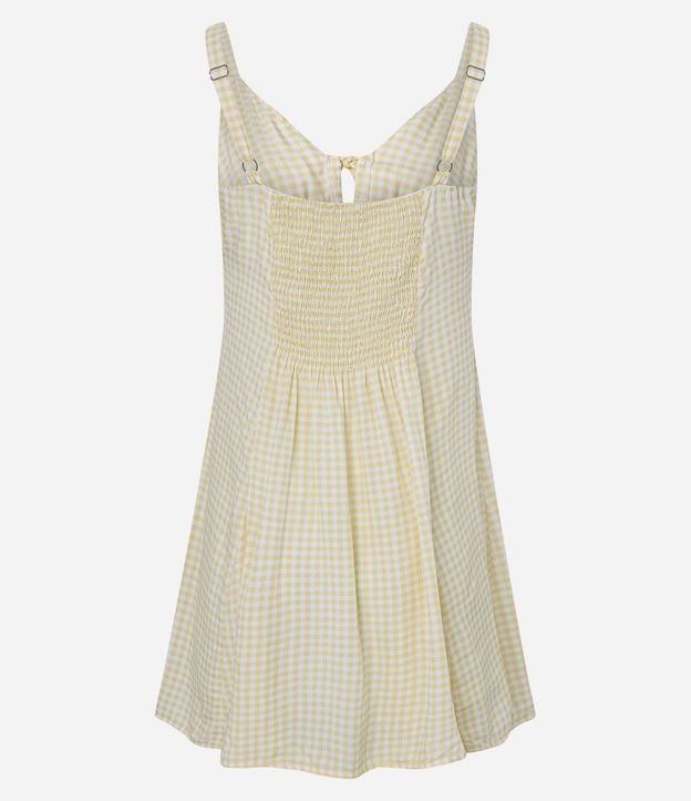 Vestido Corto Evasê en Viscosa con Estampado de Cuadros 5