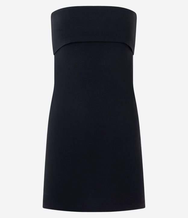 Vestido Corto sin Breteles en Bengalina con Canesú Doblada 5