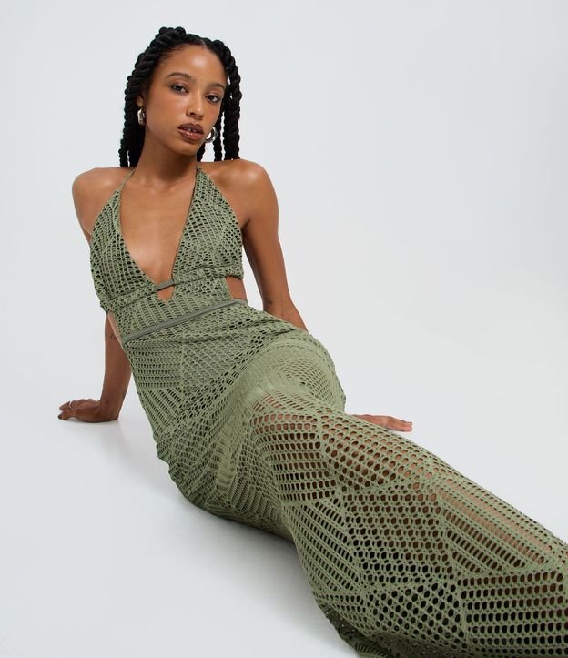 Vestido New Midi Frente Única con Efecto Ganchillo 3