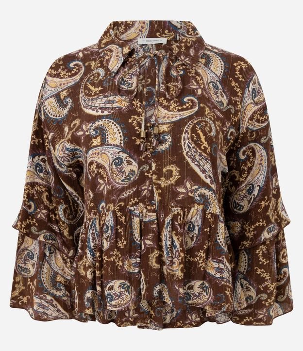 Blusa en Chiffon con Volados y Estampado Paisley