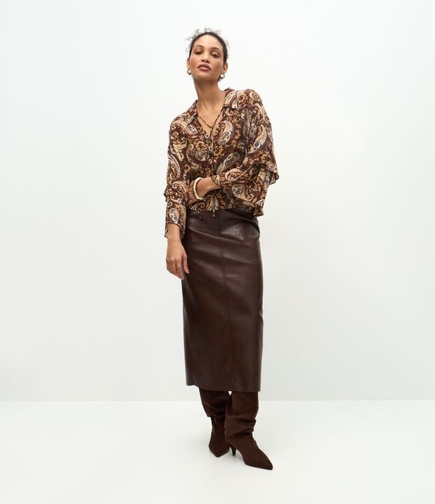 Blusa en Chiffon con Volados y Estampado Paisley 2