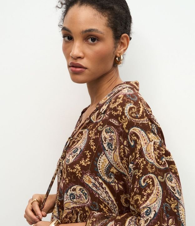 Blusa en Chiffon con Volados y Estampado Paisley 3