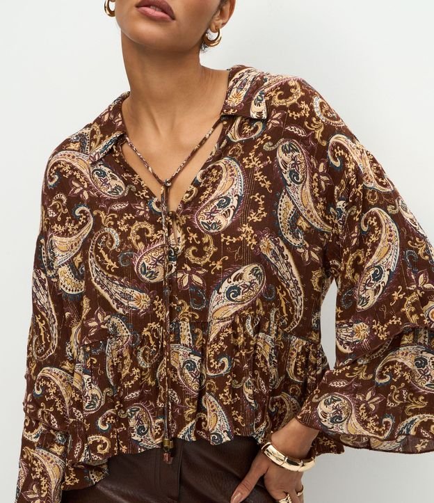 Blusa en Chiffon con Volados y Estampado Paisley 4