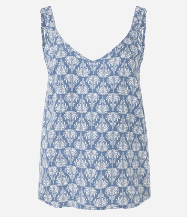 Blusa Femenina Sin Manga Follaje con Escote V