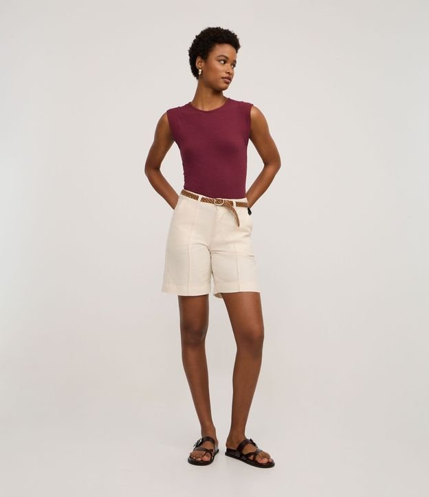 Blusa Acanalada en Viscosa con Cuello Redondo 2