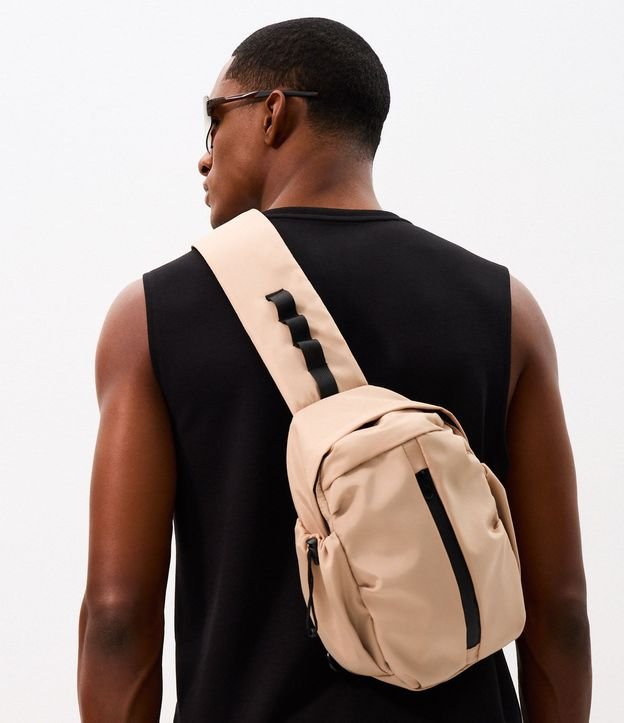 Mochila con Estampado Geométrico y Cremallera Pompón