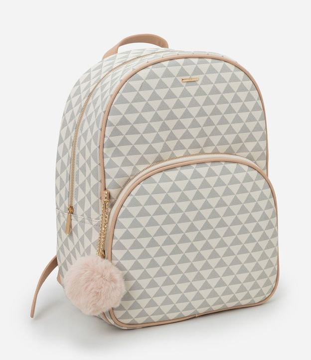 Mochila con Estampado Geométrico y Cremallera Pompón 3