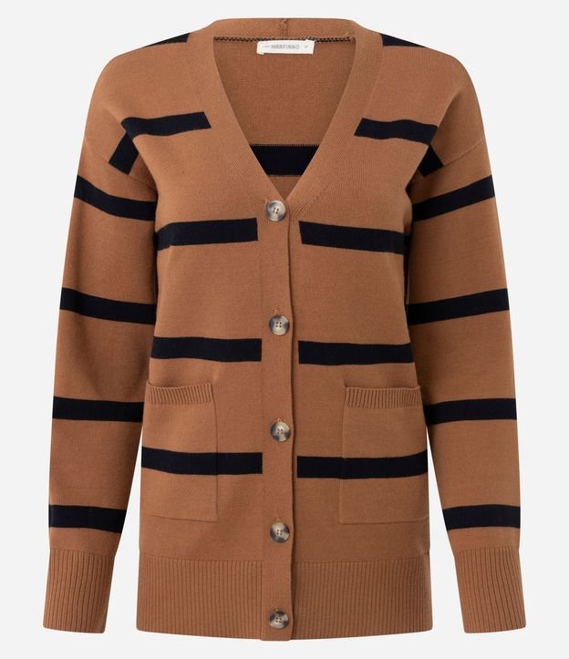 Cardigan en Tricot con Estampa Rayada 2