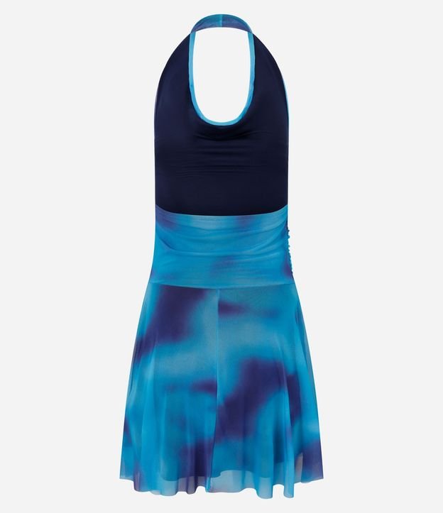 Vestido Corto en Tule con Estampado Mancha y Escote Degagê 6