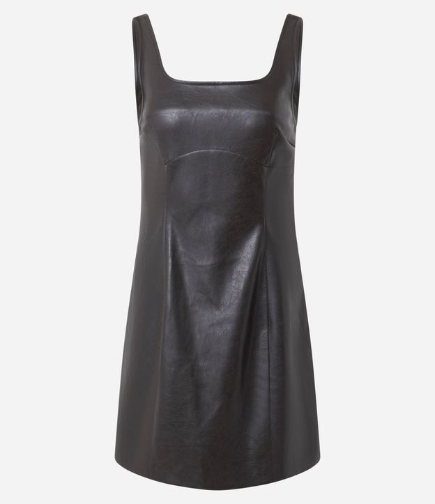Vestido Tubito corto en PU con Escote Cuadrado 5