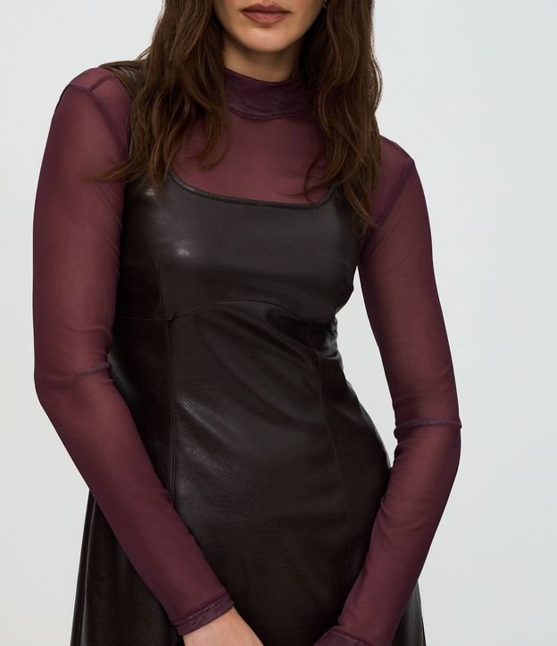 Vestido Tubito corto en PU con Escote Cuadrado 4