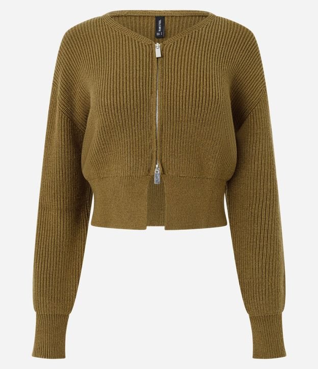 Cardigan en Punto con Cremallera Bilateral y Manga Abullonada 5