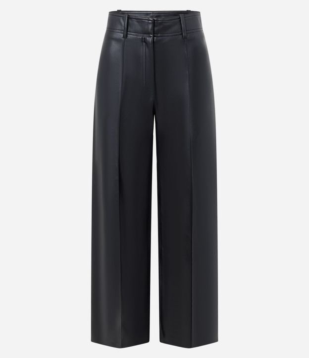Pantalón Wide Leg en PU con Aplicación de Bolsillos 5