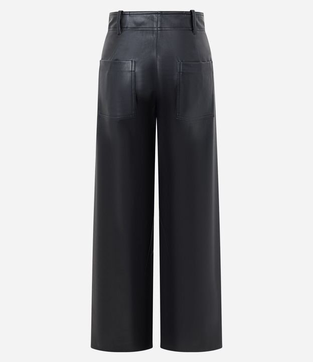 Pantalón Wide Leg en PU con Aplicación de Bolsillos 6