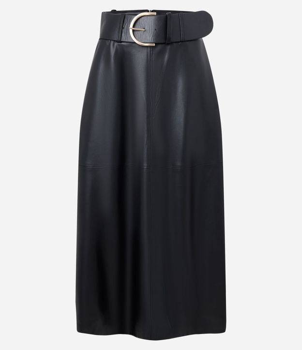 Pollera Midi en PU con Cinturón Largo 5