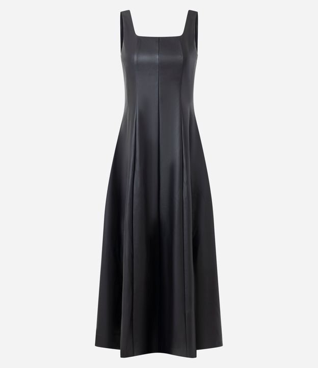 Vestido Midi en PU con Escote Cuadrado 5