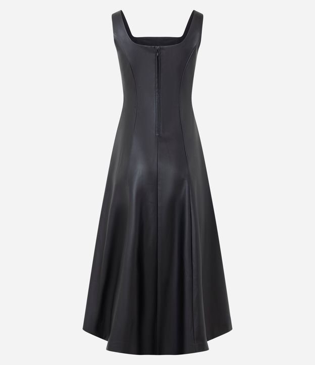 Vestido Midi en PU con Escote Cuadrado 6