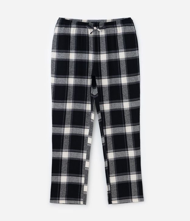 Pantalón de Pijama en Franela de Cuadros con Cordón en la Cintura 5