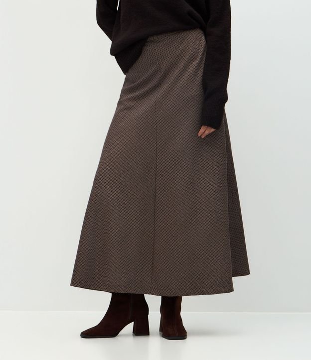Falda Midi de Sastrería Escocesa con Cintura Lisa 2