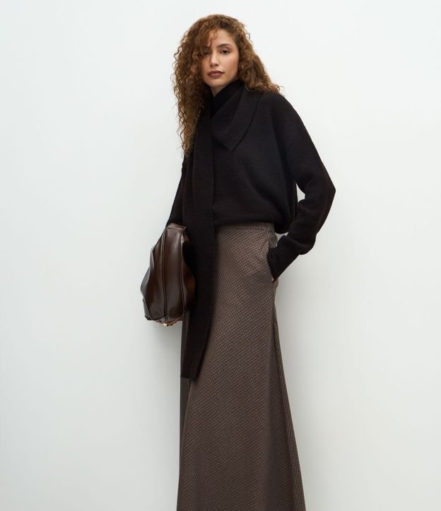 Falda Midi de Sastrería Escocesa con Cintura Lisa 4