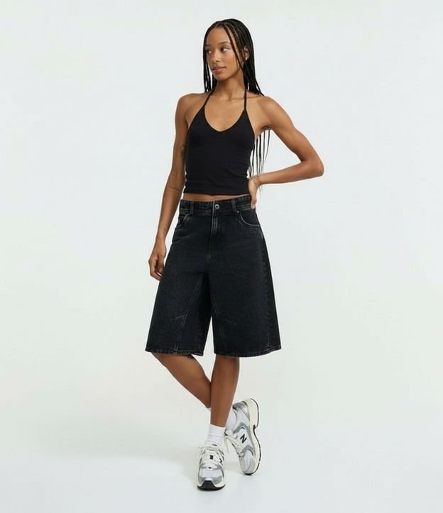 Blusa Cropped Frente Única en Cotton con Lazo