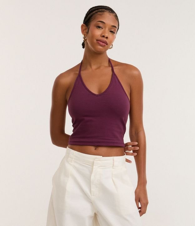 Blusa Cropped Frente Única en Cotton con Lazo