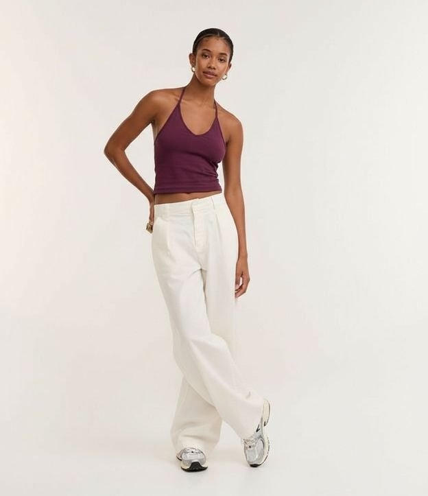 Blusa Cropped Frente Única en Cotton con Lazo 6