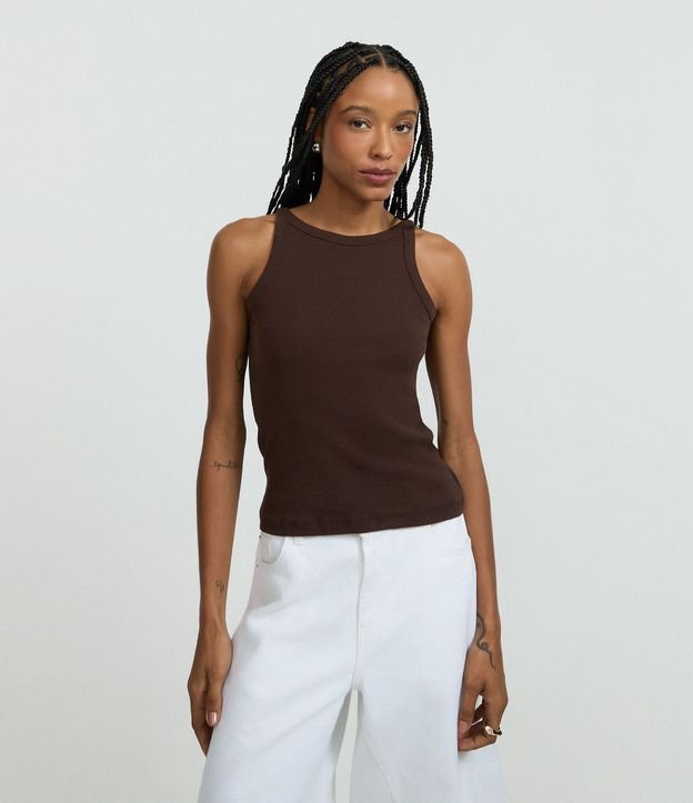 Blusa Musculosa Acanalada en Rib de Algodón