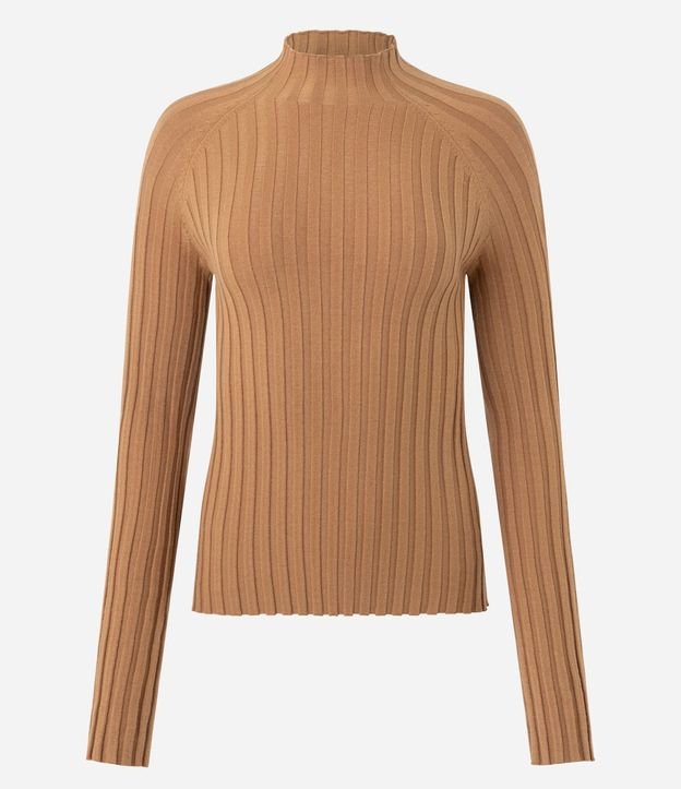Blusa en Punto con Cuello Alto y Manga Larga 3
