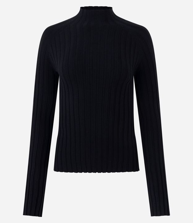 Blusa en Punto con Cuello Alto y Manga Larga 6