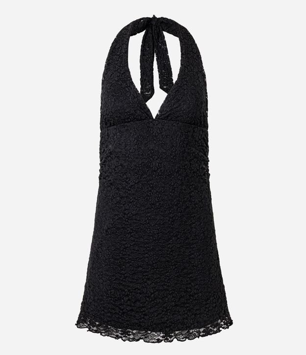 Vestido Frente Única en Encaje Texturizada con Breteles Largas 5