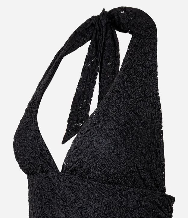 Vestido Frente Única en Encaje Texturizada con Breteles Largas 6
