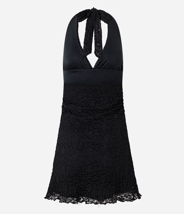 Vestido Frente Única en Encaje Texturizada con Breteles Largas 7