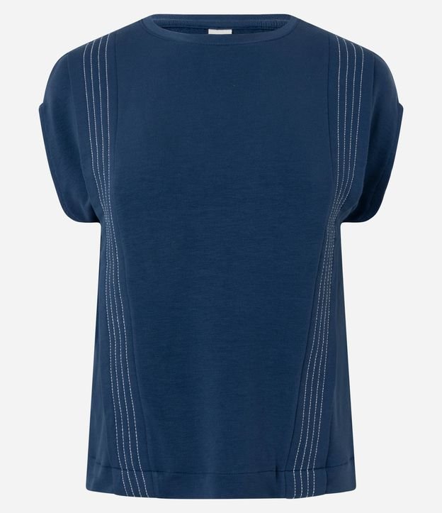 Blusa Manga Corta en Algodón con Pespontos Verticales 4