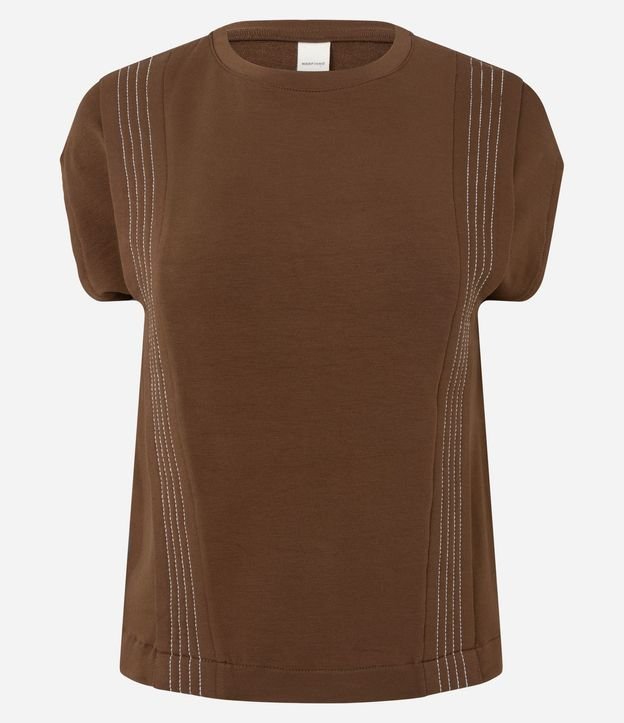 Blusa Manga Corta en Algodón con Pespontos Verticales 5