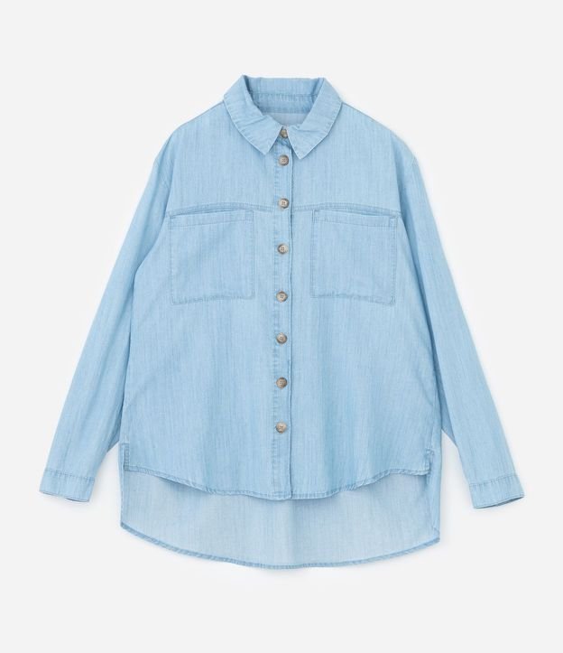 Camisa en Jeans con Bolsillos Delanteros Curve & Plus Size