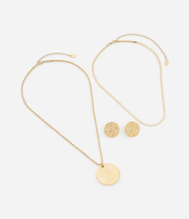 Conjunto de Collar Capas con Colgante Chapa y Caravana Botón Texturizado 2