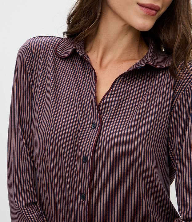Pijama Femenina Larga Americana Toque Suave Listrado 3
