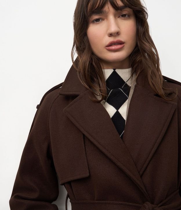 Trench Coat em Polyvelour com Faixa para Amarração 4