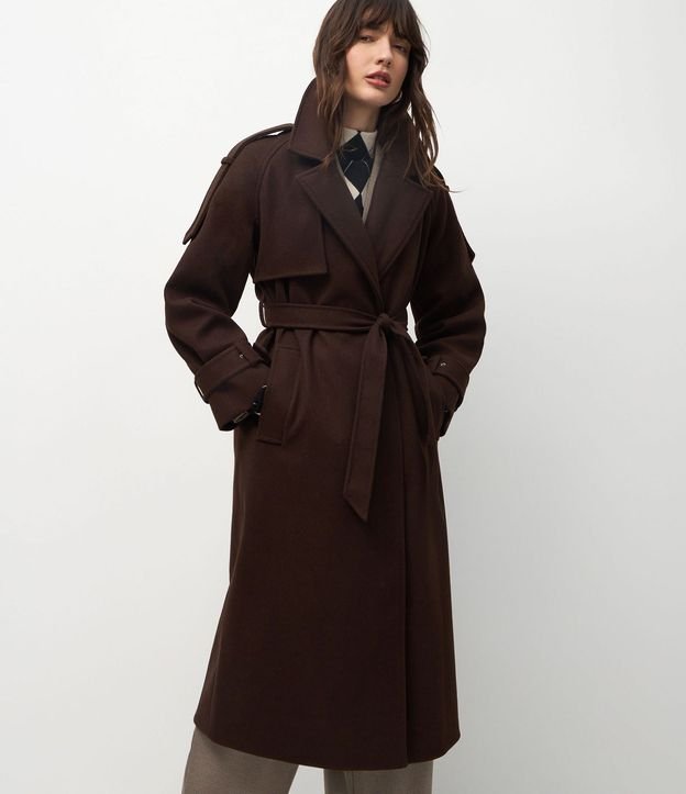 Trench Coat em Polyvelour com Faixa para Amarração 5