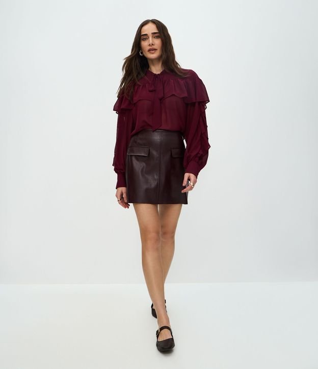 Blusa en Chiffon con Volados y Lazo Delantero 2