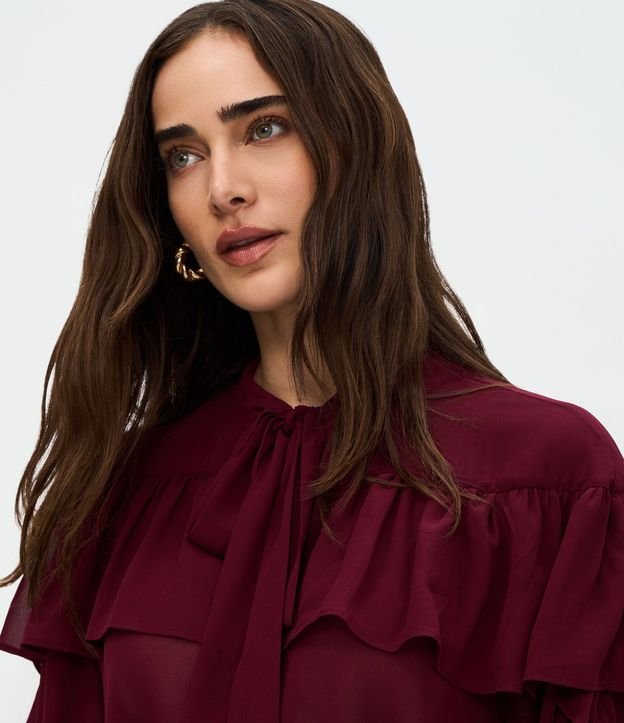 Blusa en Chiffon con Volados y Lazo Delantero 3