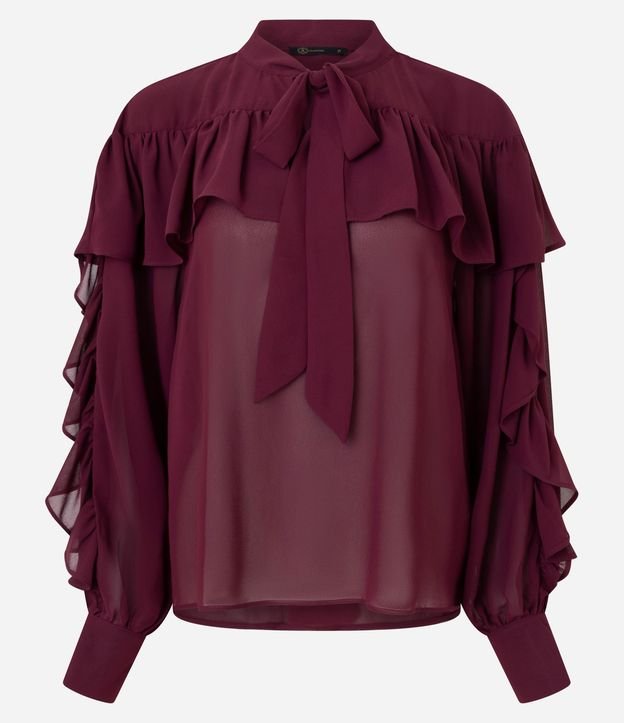 Blusa en Chiffon con Volados y Lazo Delantero 5