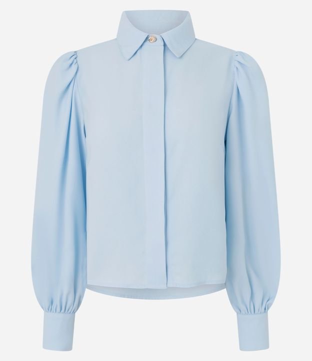 Camisa en Crepé con Botón Diferenciado y Manga Abullonada 5